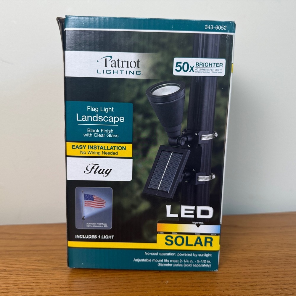 Patriot Lighting Solar LED Flag Landscape Light Black Finish 60 Lumens 343-6052